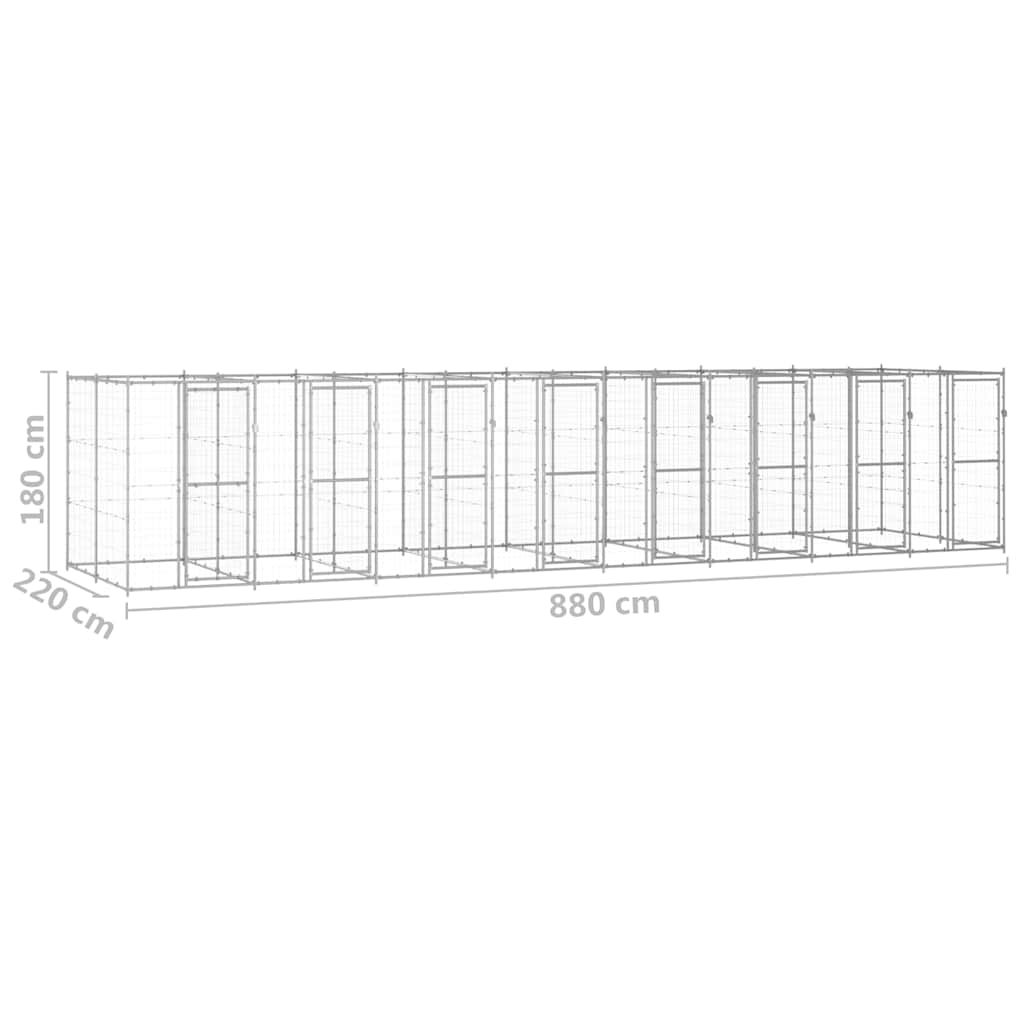Gabbia per Cani da Esterno in Acciaio Zincato 19,36 m² | homemem39