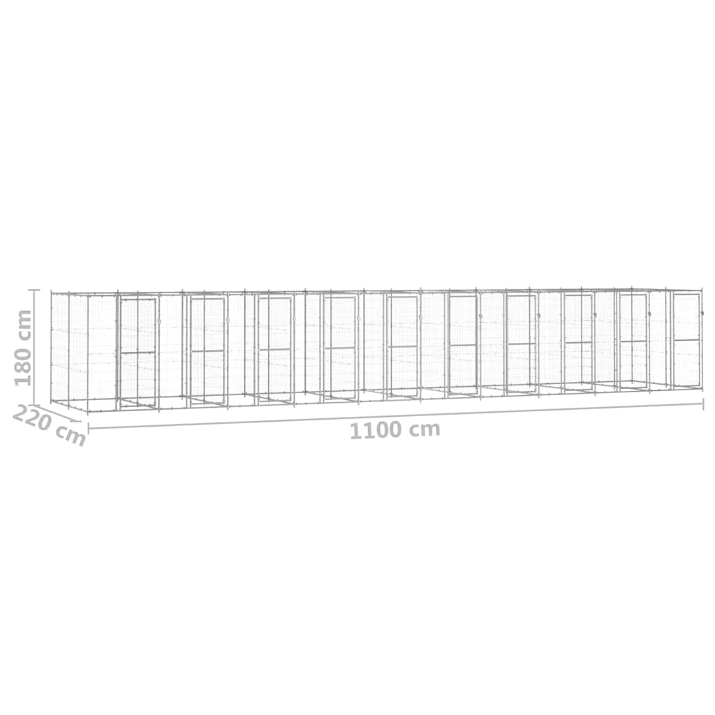 Gabbia per Cani da Esterno in Acciaio Zincato 24,2 m² | homemem39