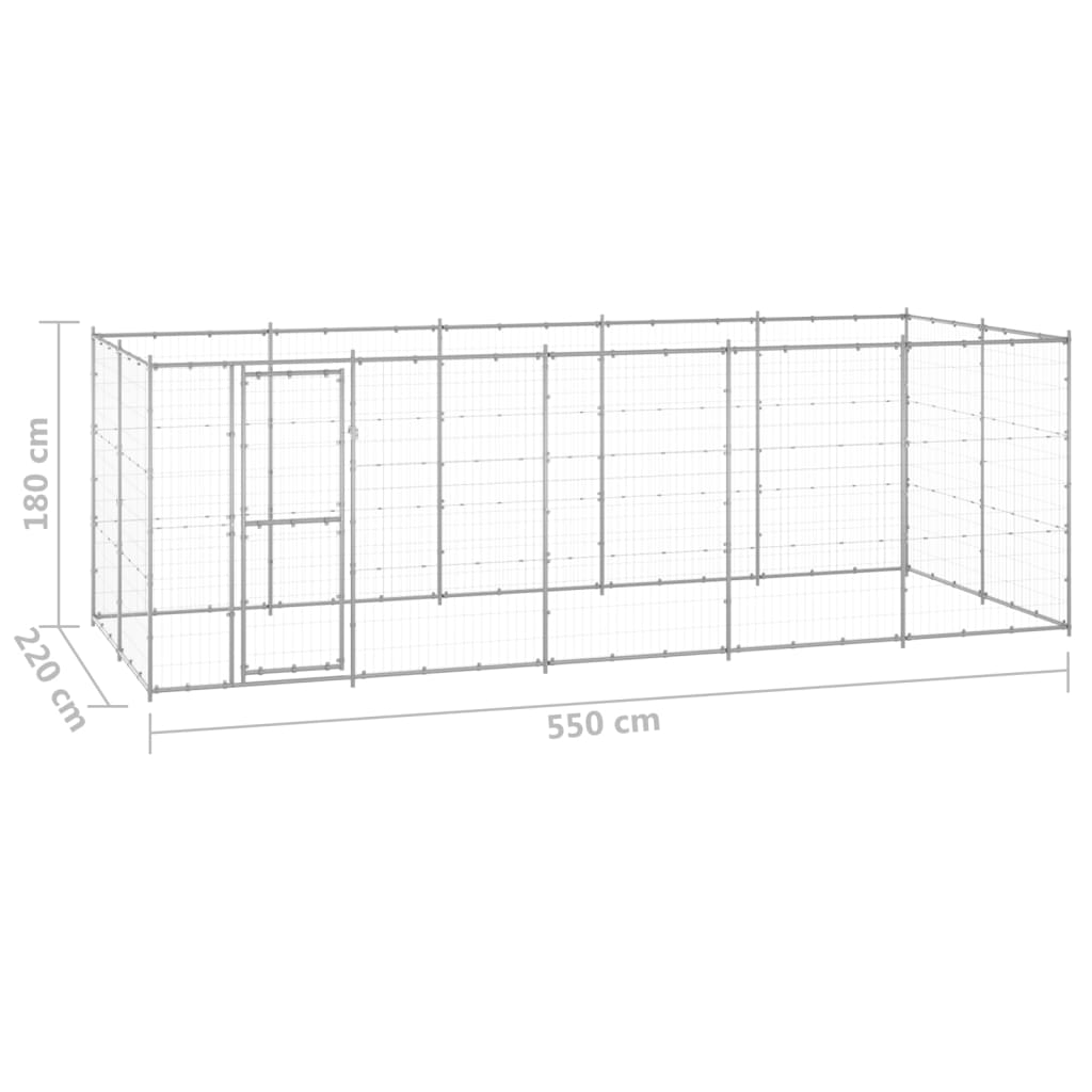 Gabbia per Cani da Esterno in Acciaio Zincato 12,1 m² | homemem39