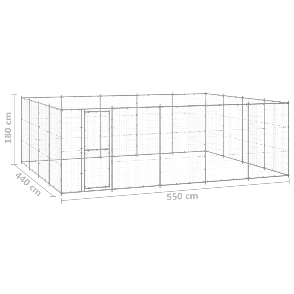 Gabbia per Cani da Esterno in Acciaio Zincato 24,2 m² | homemem39