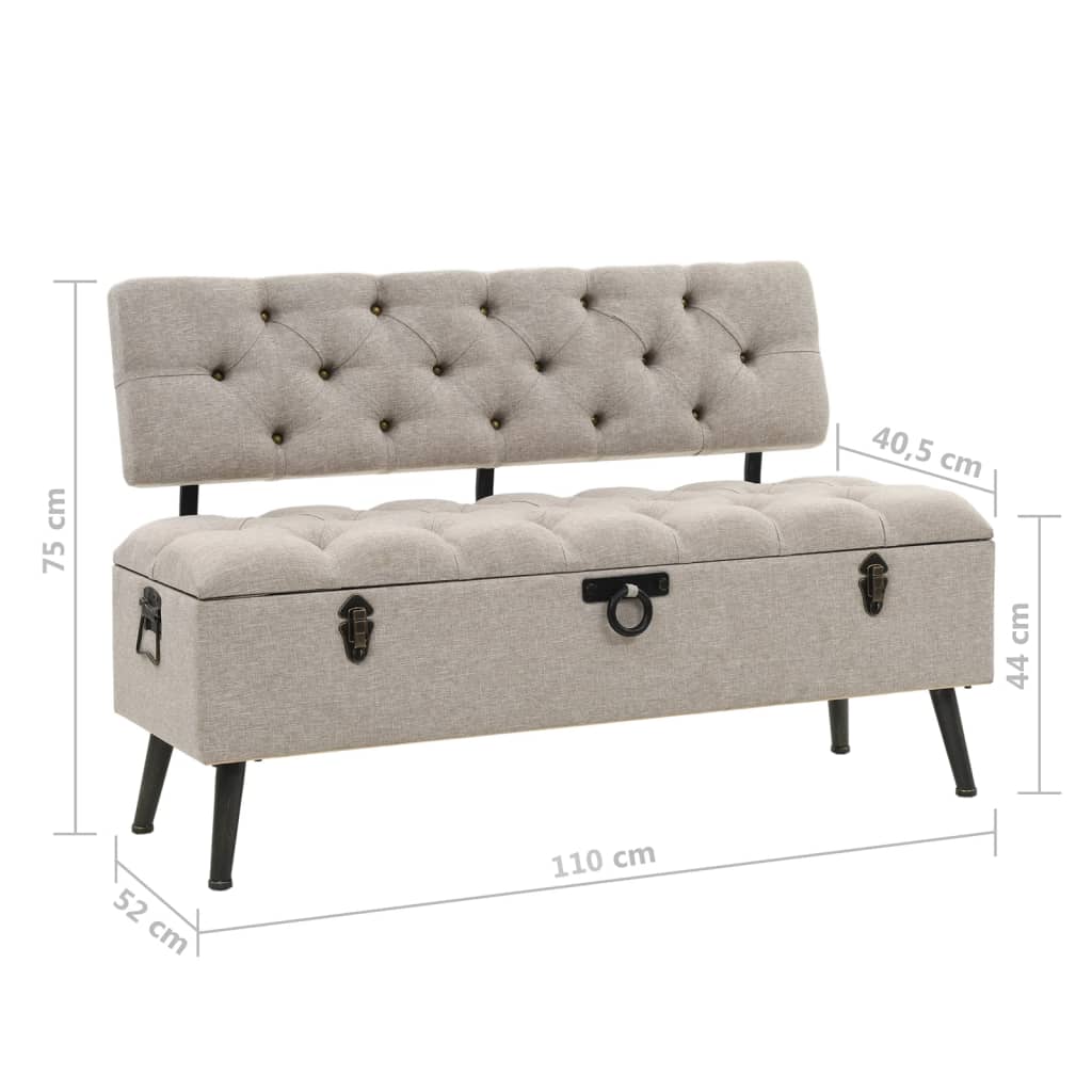 Cassapanca con Schienale 110 cm Crema in Tessuto | homemem39