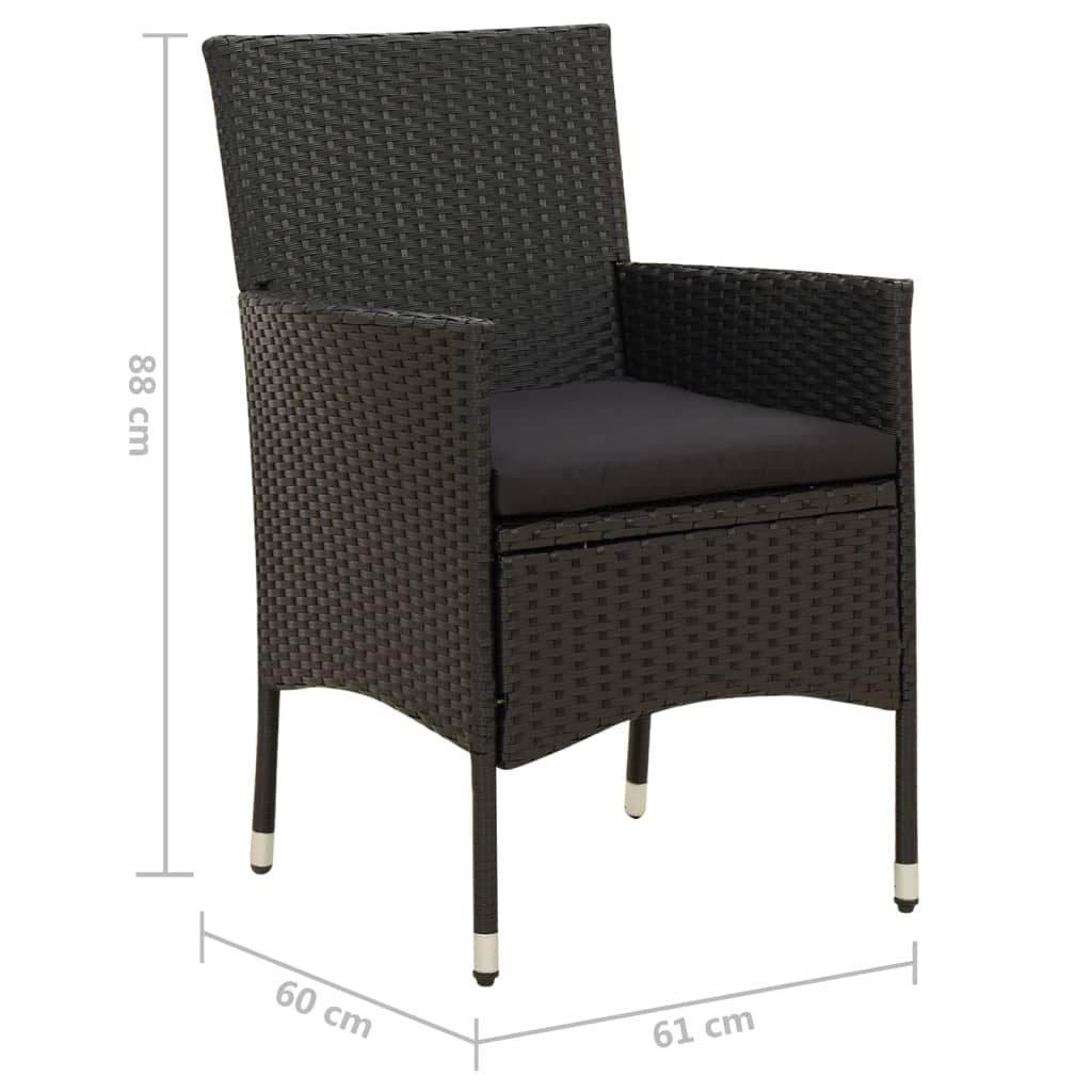 Sedie da Giardino con Cuscini 4 pz in Polyrattan Nere | homemem39