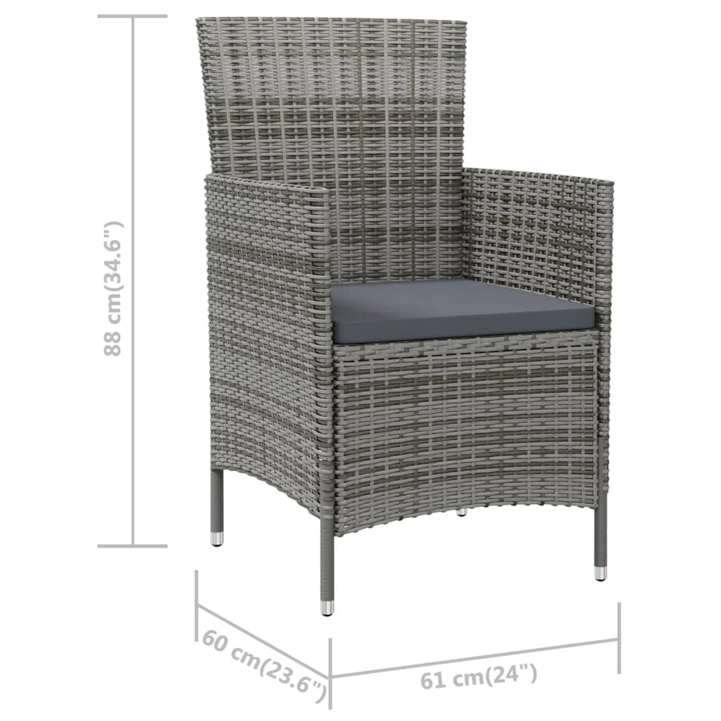 Sedie da Giardino 4 pz con Cuscini in Polyrattan Grigio | homemem39