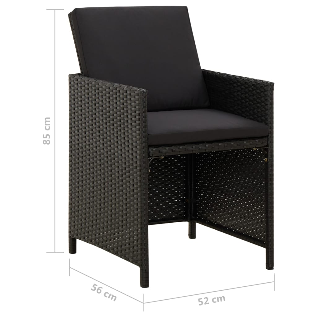 Sedie da Giardino con Cuscini 4 pz in Polyrattan Nere | homemem39