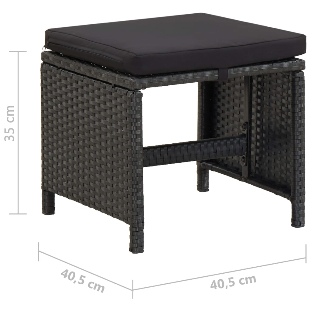 Sgabelli da Giardino 2 pz con Cuscini in Polyrattan Nero | homemem39