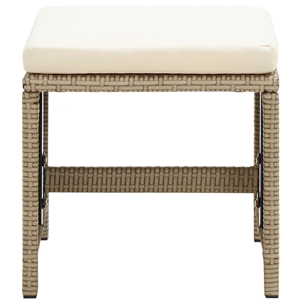 Sedie da Giardino con Sgabelli 2 pz in Polyrattan Beige - homemem39