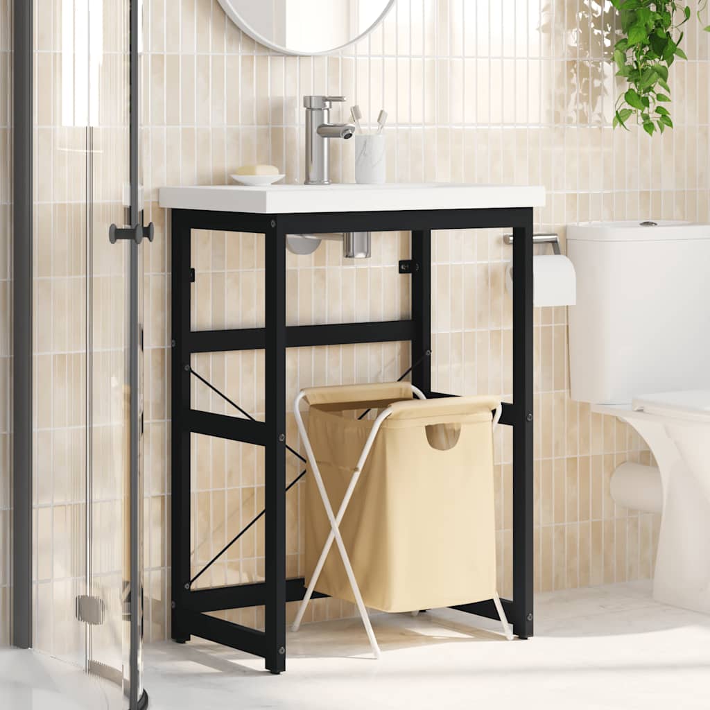 Struttura per Lavabo da Bagno Nera 59x38x83 cm in Ferro | homemem39