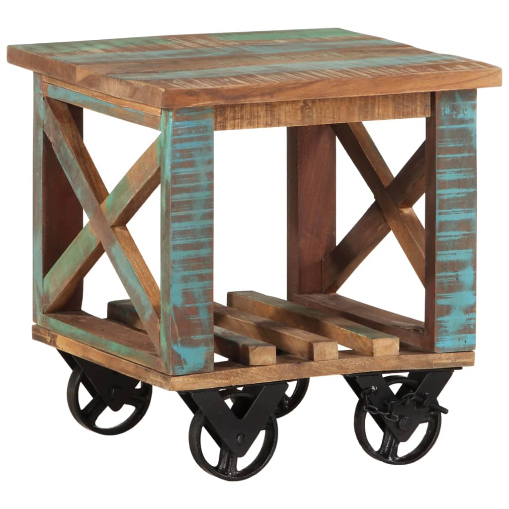 Tavolino con Ruote 40x40x42 cm in Legno Massello di Recupero | homemem39