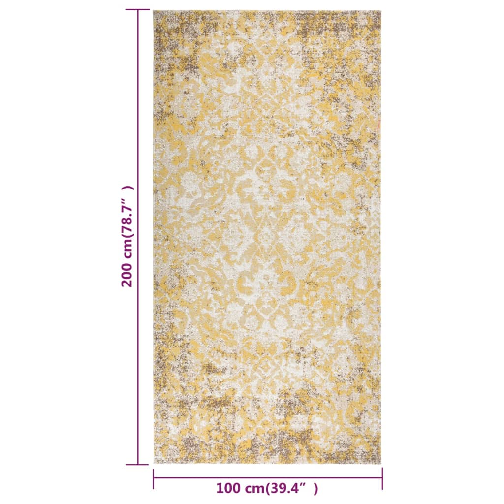 Tappeto da Esterni a Tessitura Piatta 100x200 cm Giallo