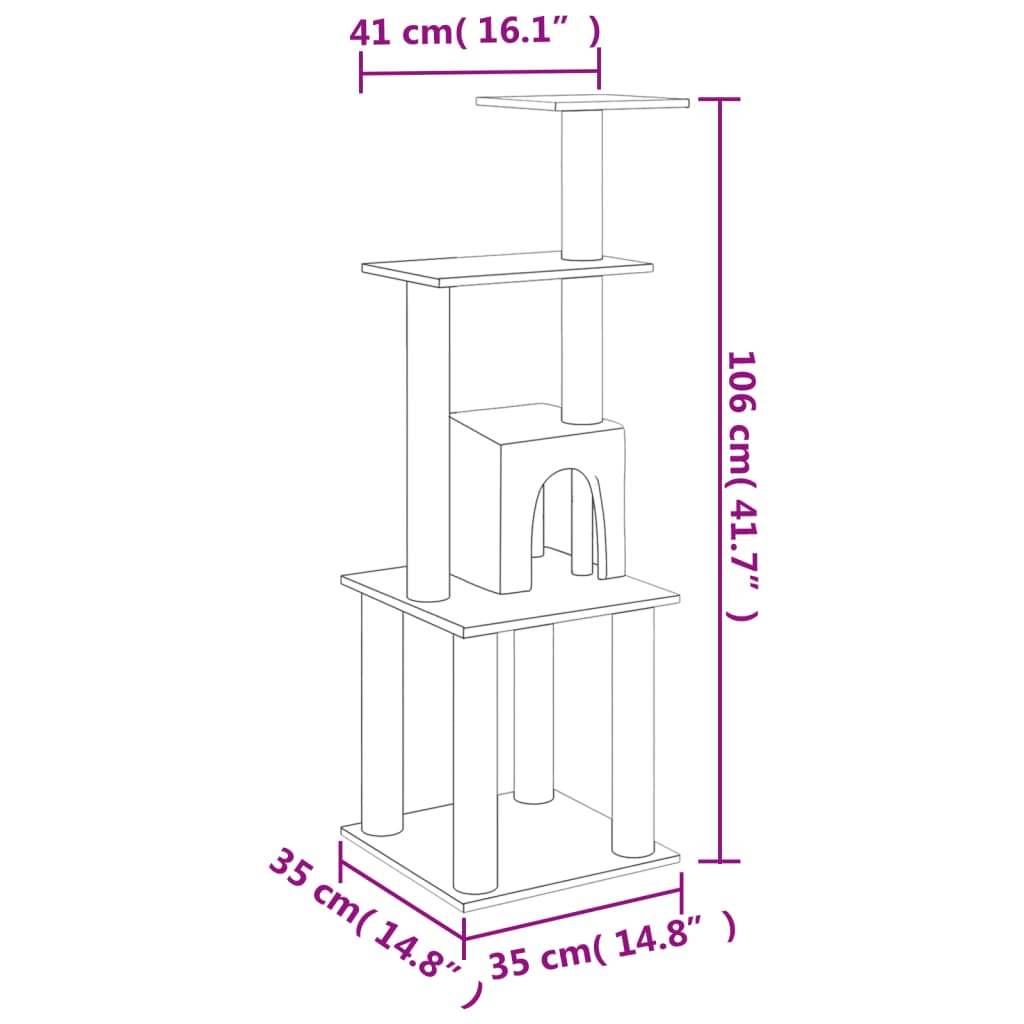 Albero per Gatti con Tiragraffi in Sisal Grigio Chiaro 105 cm | homemem39