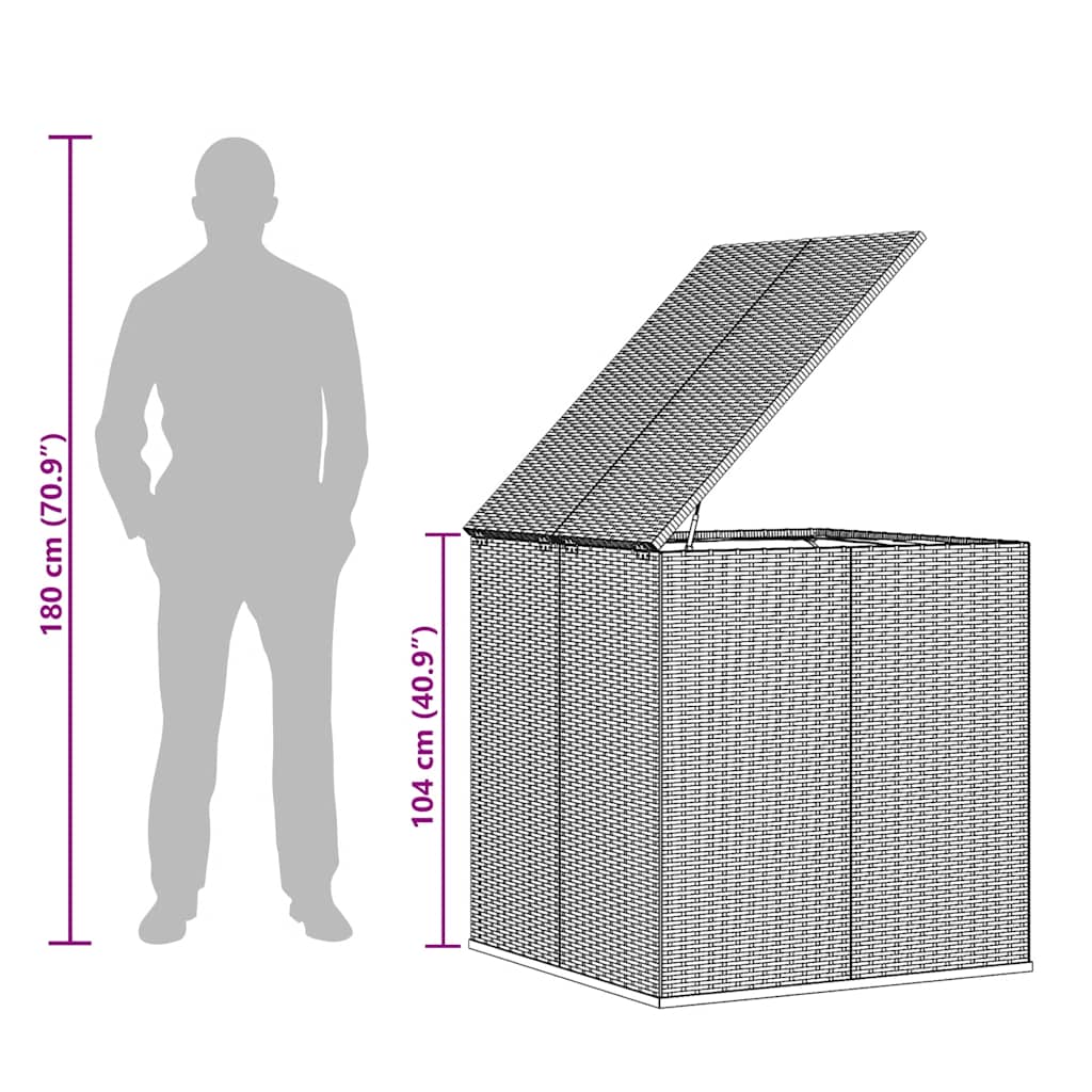 Contenitore da Giardino in Rattan PE 100x97,5x104 cm Grigio - homemem39