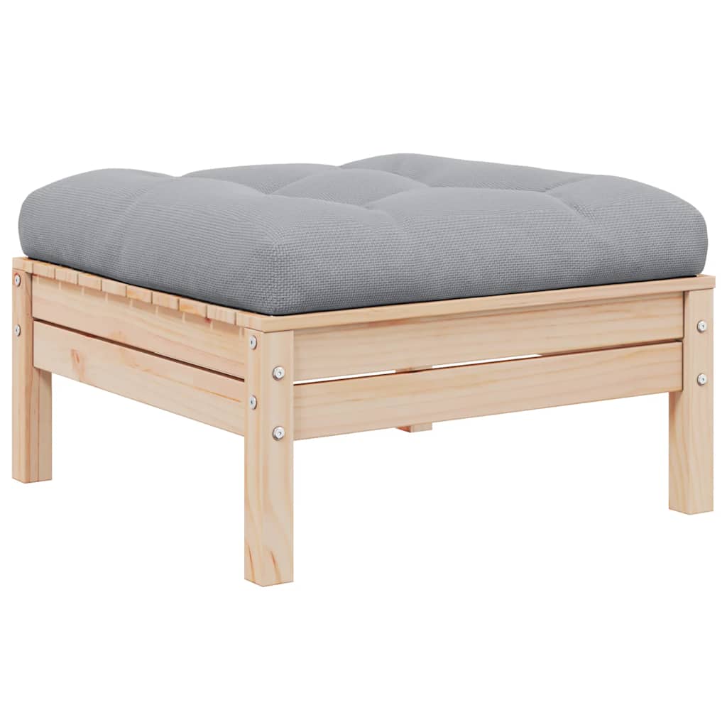 Set Divani da Giardino 3 pz con Cuscini Grigi Massello di Pino | homemem39