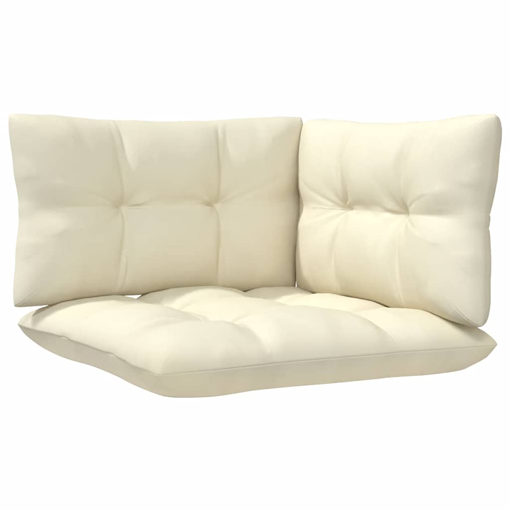 Set Divani da Giardino 3 pz con Cuscini Crema Massello di Pino | homemem39