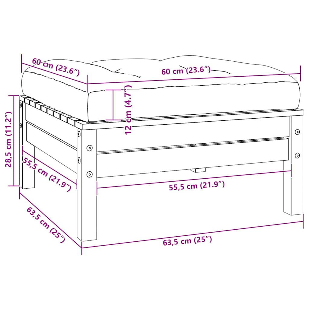 Set Divani da Giardino 3 pz con Cuscini Bianco Massello di Pino - homemem39