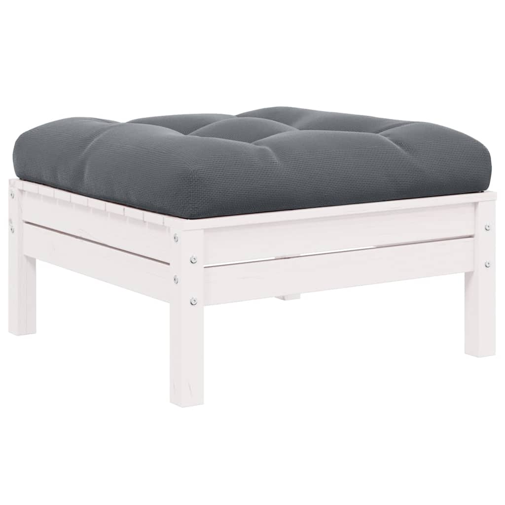 Set Divani da Giardino 3 pz con Cuscini Bianco Massello di Pino | homemem39