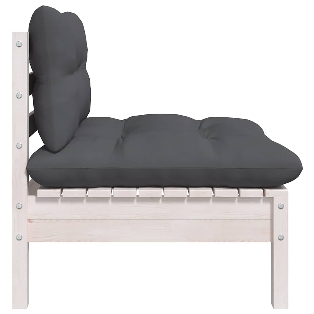 Set Divani da Giardino 3 pz con Cuscini Massello Pino Bianco | homemem39