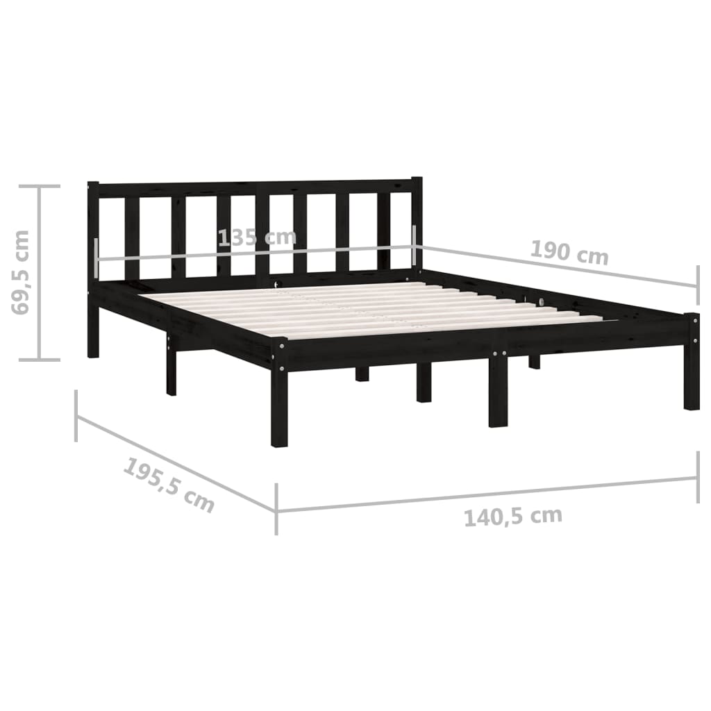 Giroletto Nero in Legno Massello 135x190 cm Double | homemem39