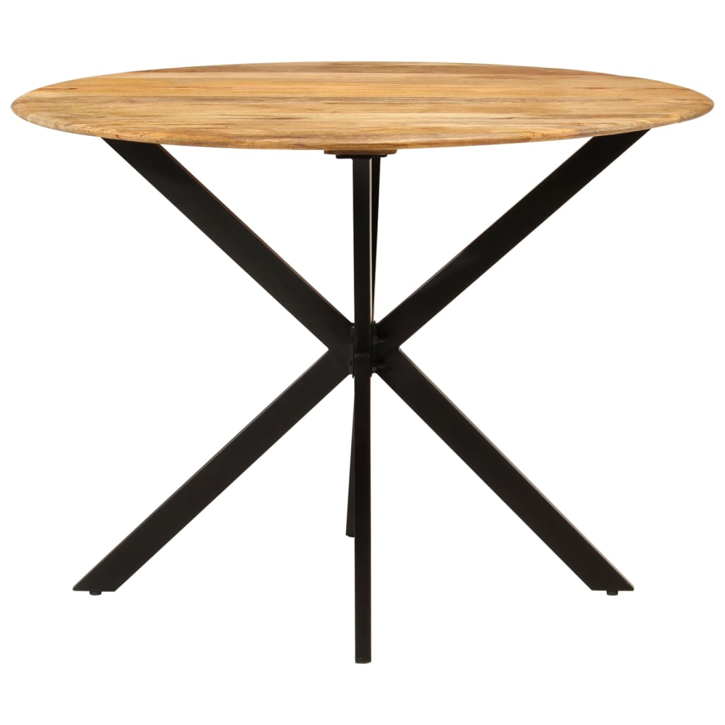 Tavolo da Pranzo Ø110x78cm in Legno Massello di Mango e Acciaio | homemem39