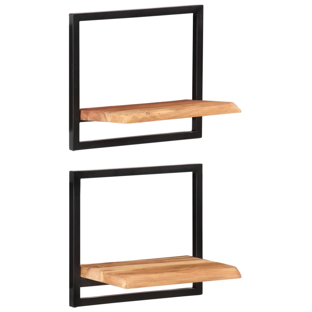 Mensole Parete 2 pz 40x24x35 cm Legno Massello Acacia e Acciaio | homemem39