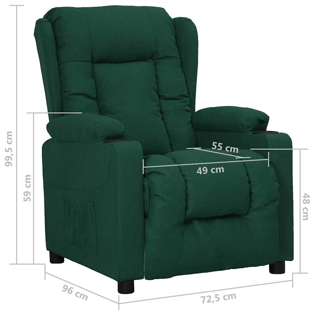 Poltrona Reclinabile in Tessuto Verde Scuro