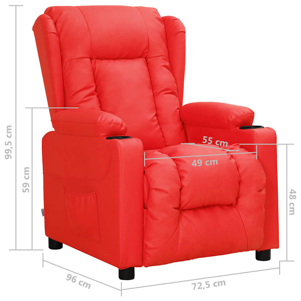 Poltrona Reclinabile Rossa in Similpelle