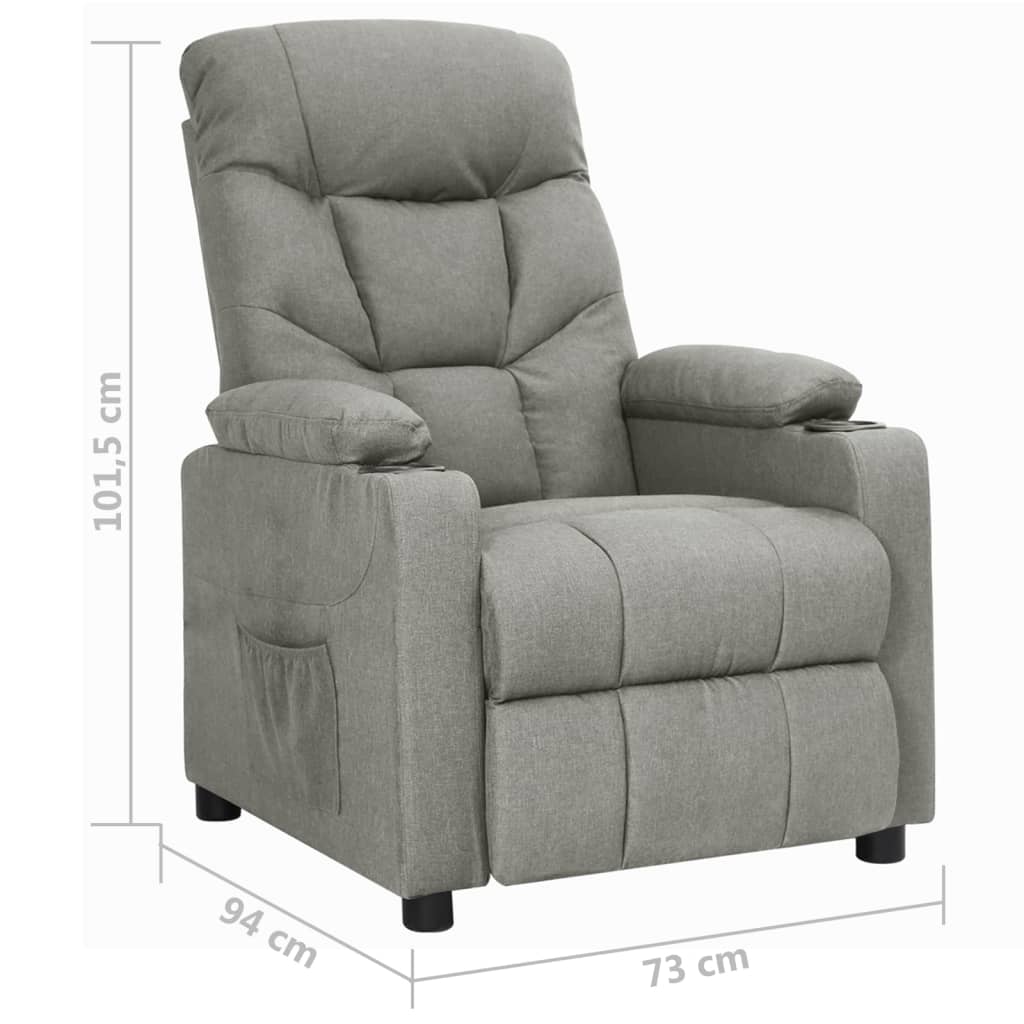 Poltrona Reclinabile in Tessuto Grigio Chiaro | homemem39