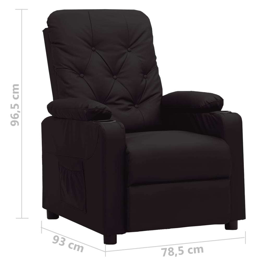 Poltrona Reclinabile Nera in Similpelle | homemem39
