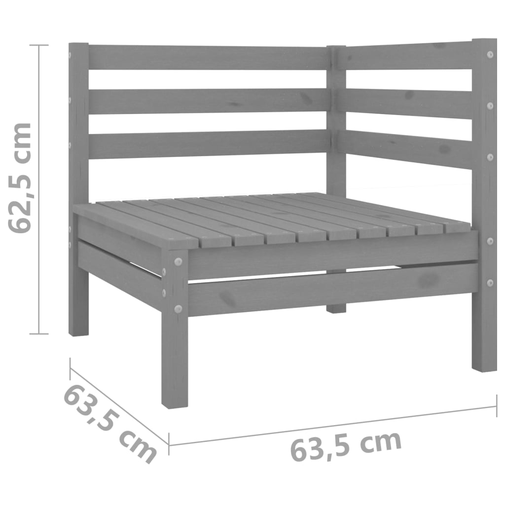 Divano da Giardino a 2 Posti Grigio in Legno Massello di Pino