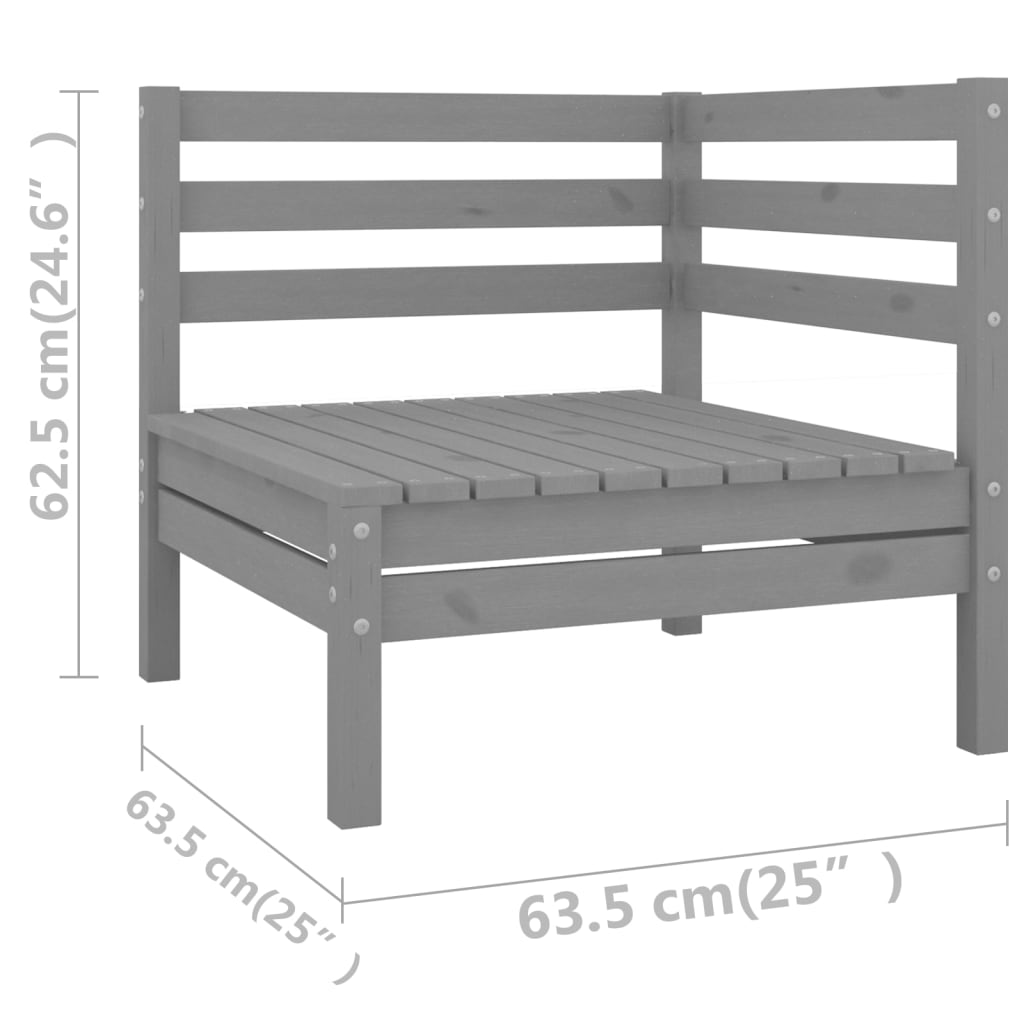 Set Divani da Giardino 3 pz Grigio in Legno Massello di Pino | homemem39