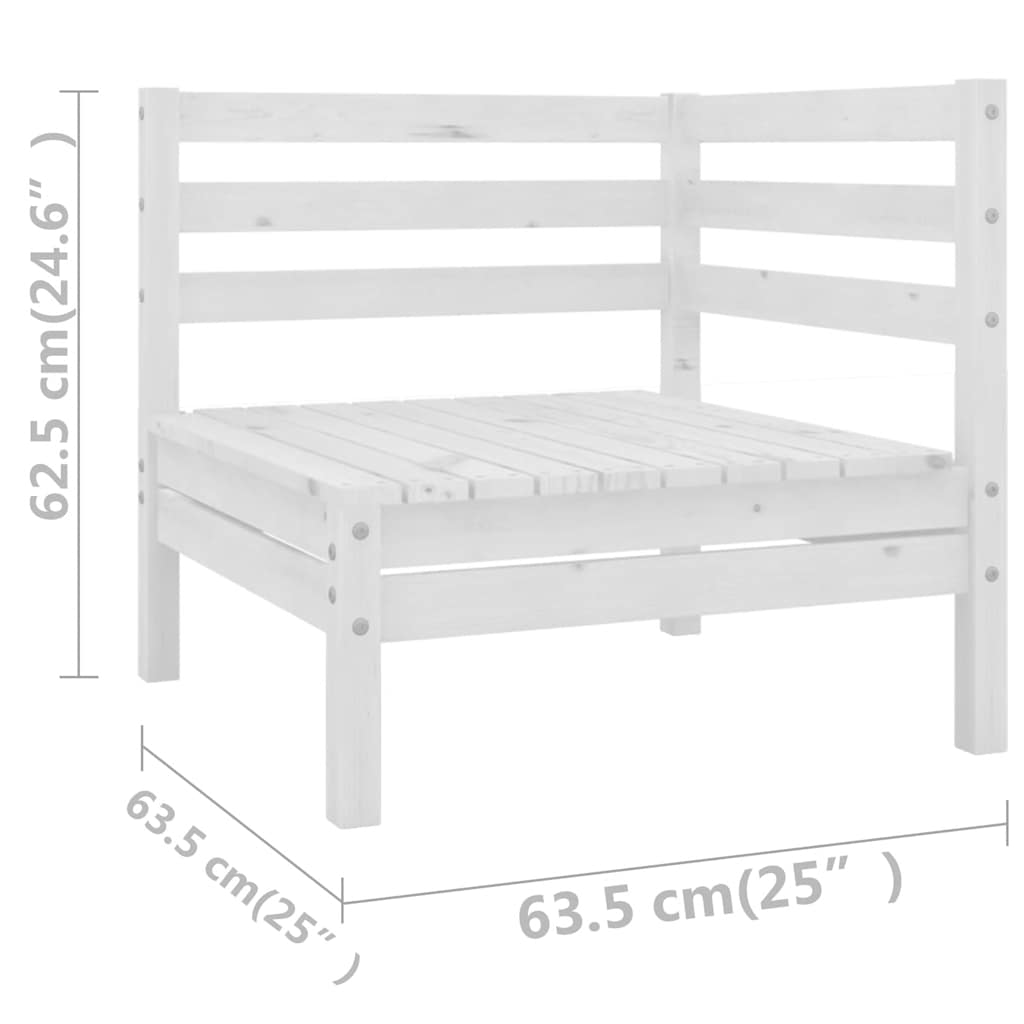 Set Divani da Giardino 6 pz Bianco in Legno Massello di Pino | homemem39