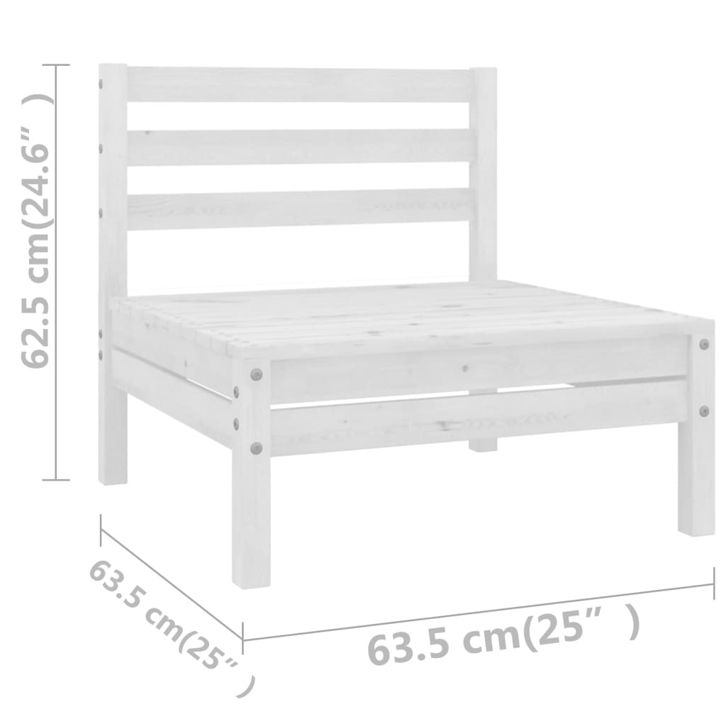 Set Salotto da Giardino 10 pz Bianco in Legno Massello di Pino | homemem39