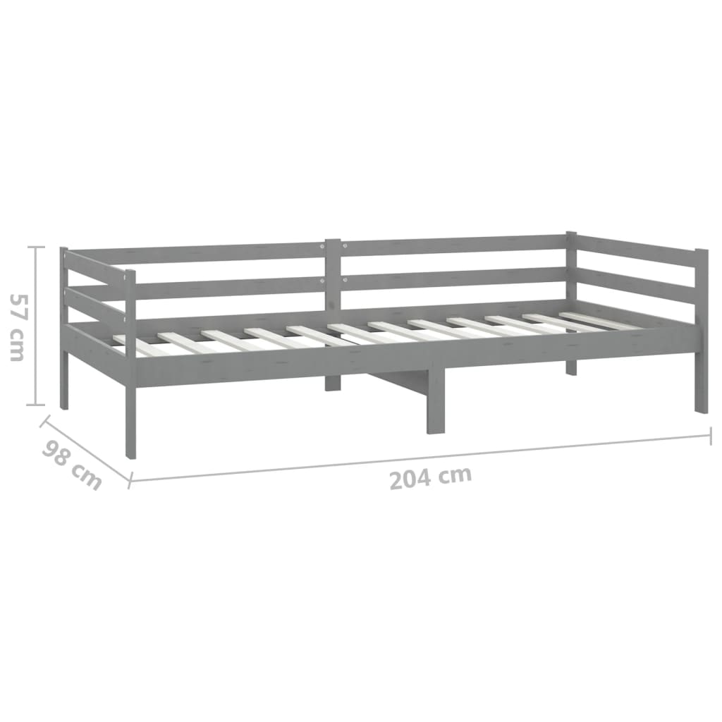 Divano Letto con Materasso 90x200 cm Grigio in Legno di Pino | homemem39
