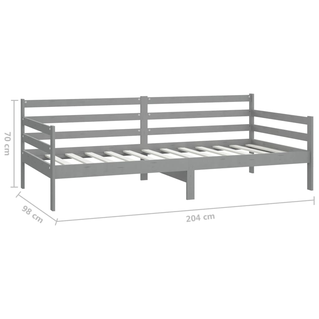 Divano Letto con Materasso 90x200 cm Grigio in Legno di Pino | homemem39