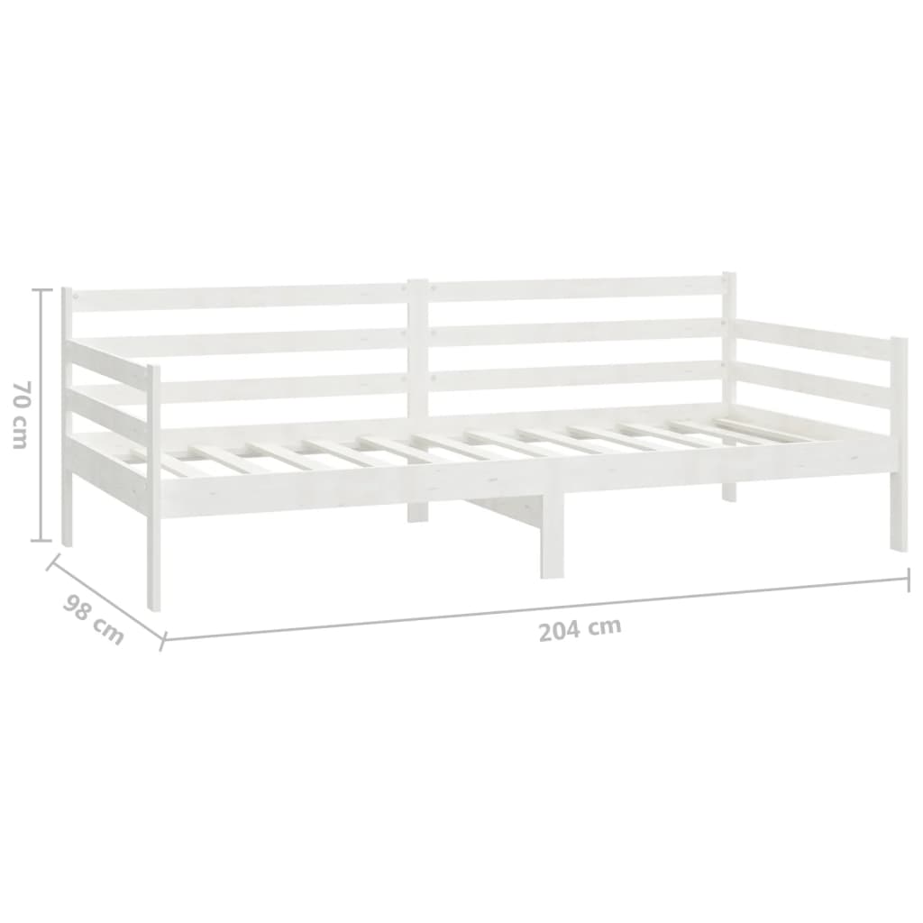 Divano Letto con Materasso 90x200 cm Bianco in Legno di Pino