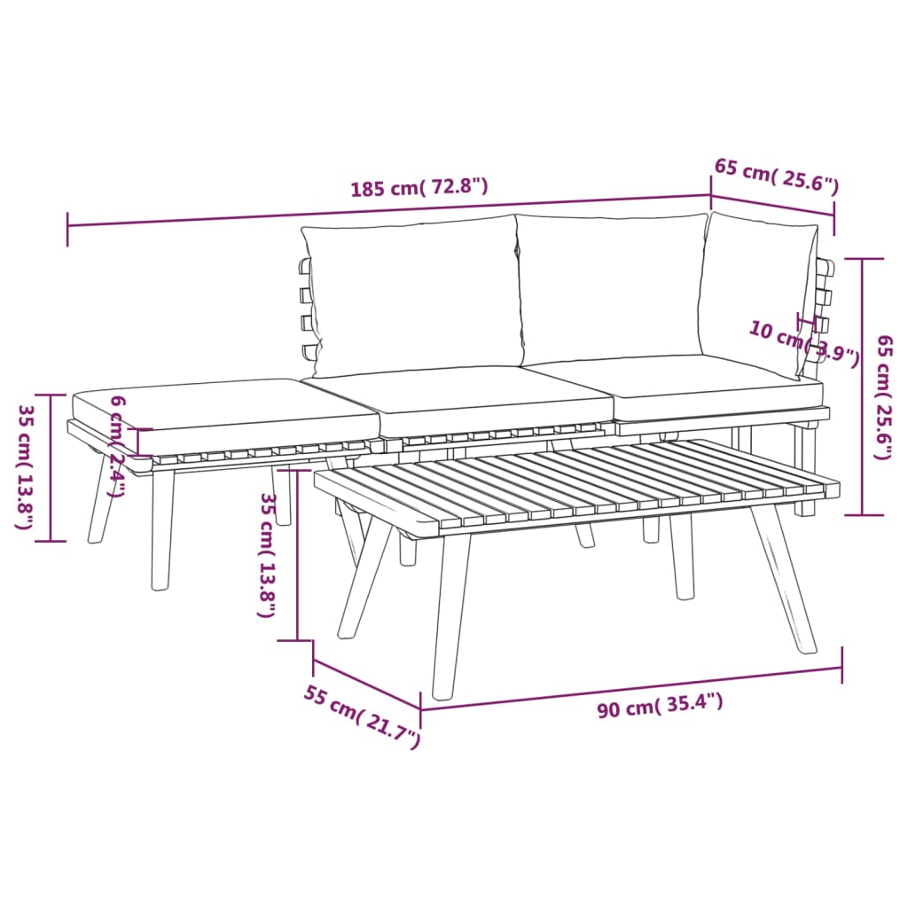 Set Divani da Giardino 4 pz con Cuscini in Massello di Acacia | homemem39