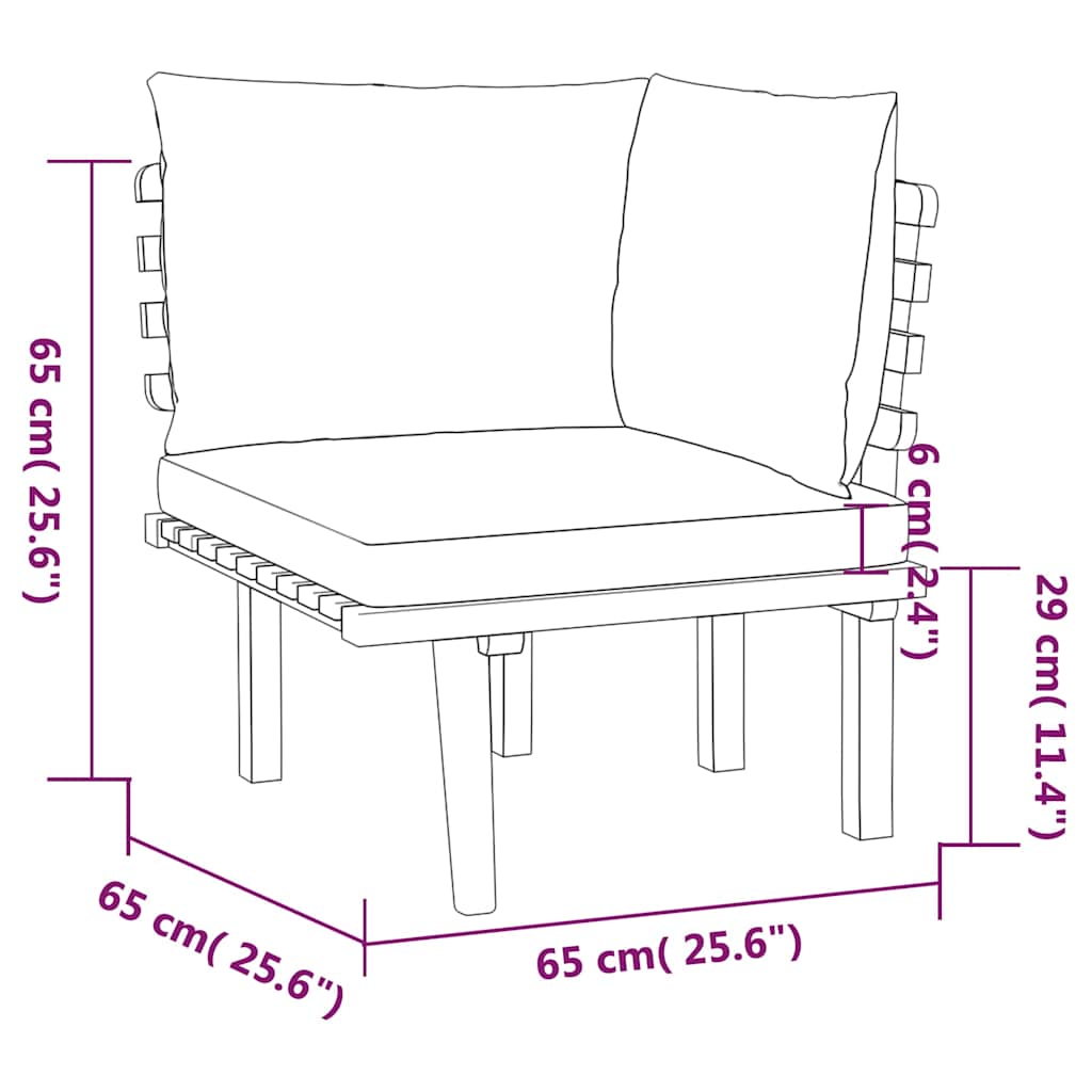 Set Divani da Giardino 6 pz con Cuscini in Massello di Acacia