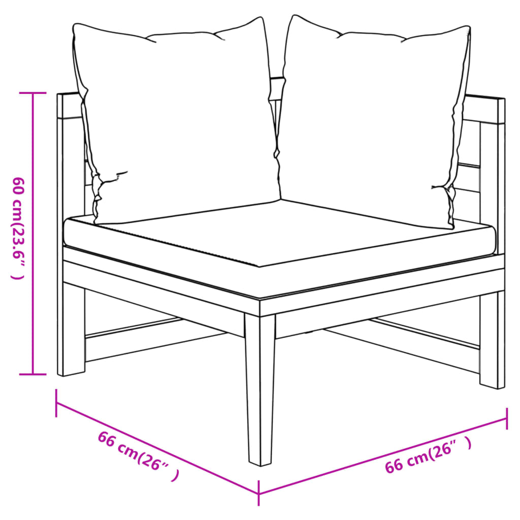 Set Divani Giardino 3 pz con Cuscini Grigio Scuro Legno Acacia | homemem39