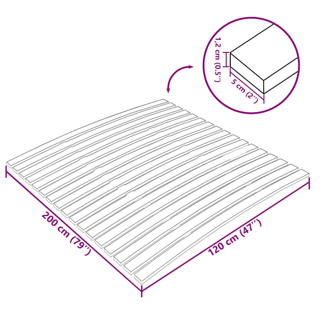 Rete di ricambio per letto con 17 doghe 120x200 cm | homemem39