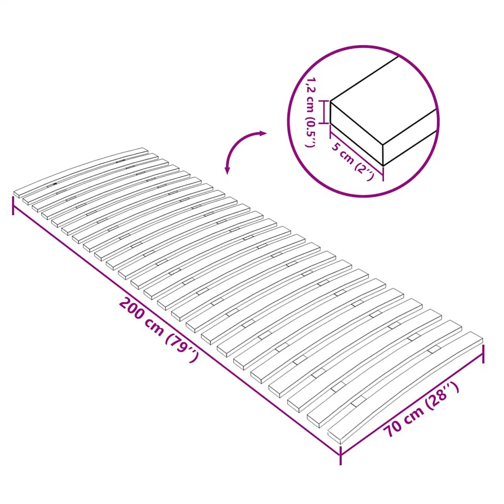 Rete di ricambio per letto con 24 doghe 70x200 cm | homemem39