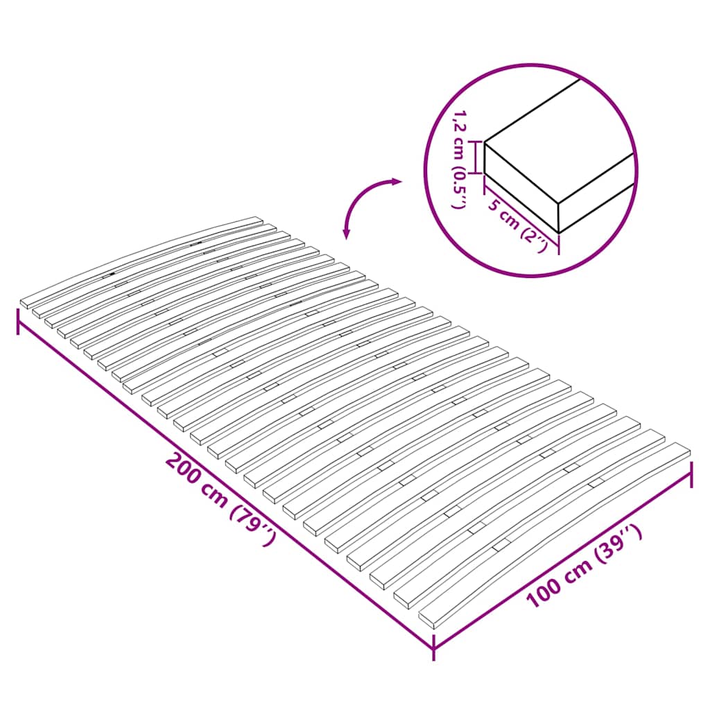 Rete di ricambio per letto con 24 doghe 100x200 cm | homemem39
