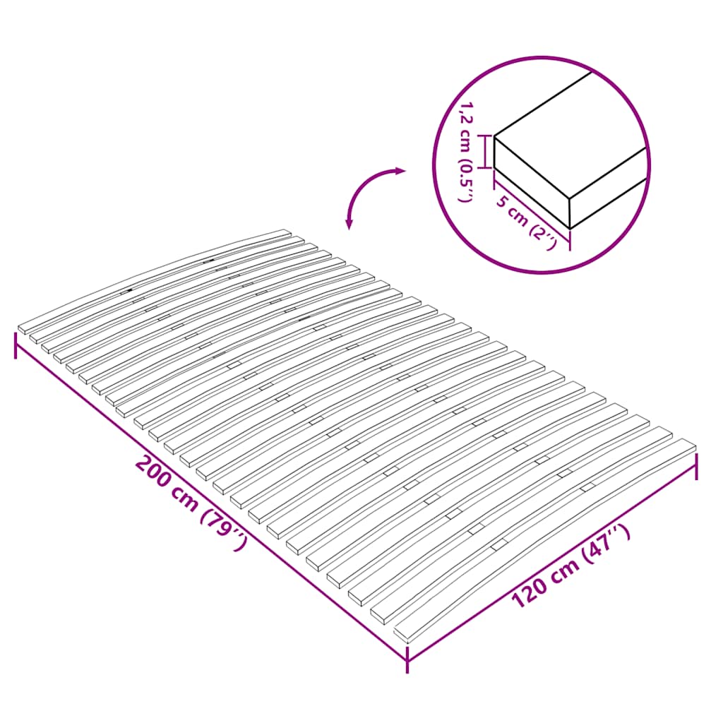 Rete di ricambio per letto con 24 doghe 120x200 cm | homemem39