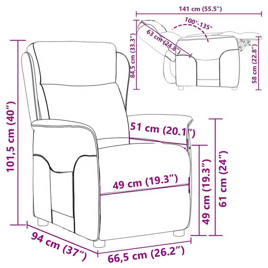 Poltrona reclinabile Grigio scuro 66.5 x 94 x 101.5 cm | homemem39