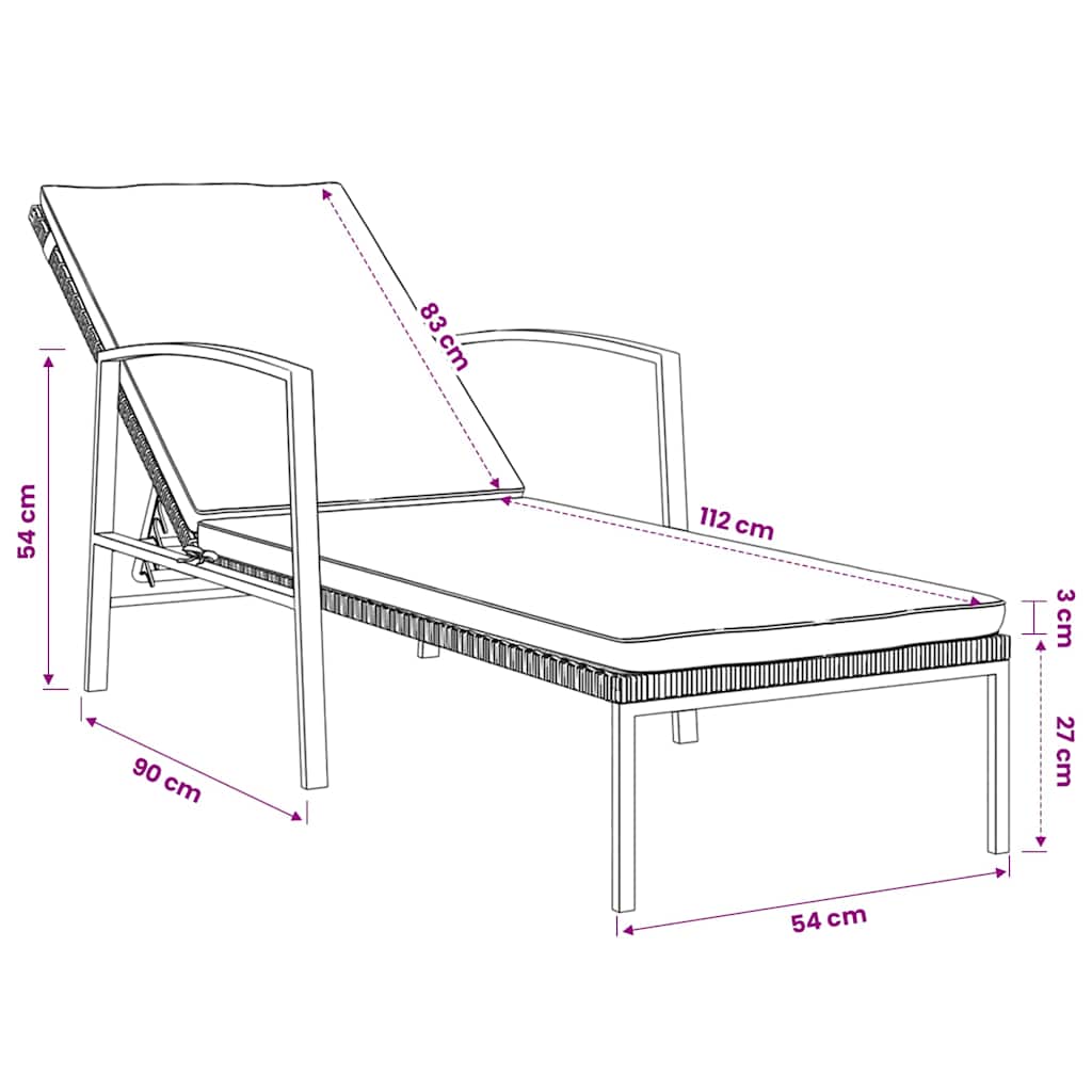 Lettini Prendisole 2 pz con Tavolo in Polyrattan Grigio | homemem39
