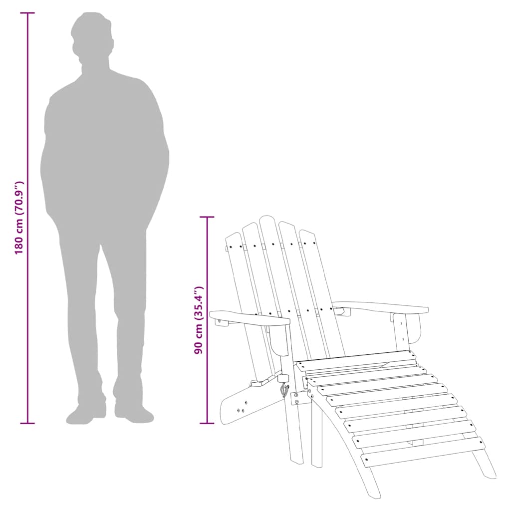 Sedia da Giardino Adirondack con Poggiapiedi Massello di Acacia