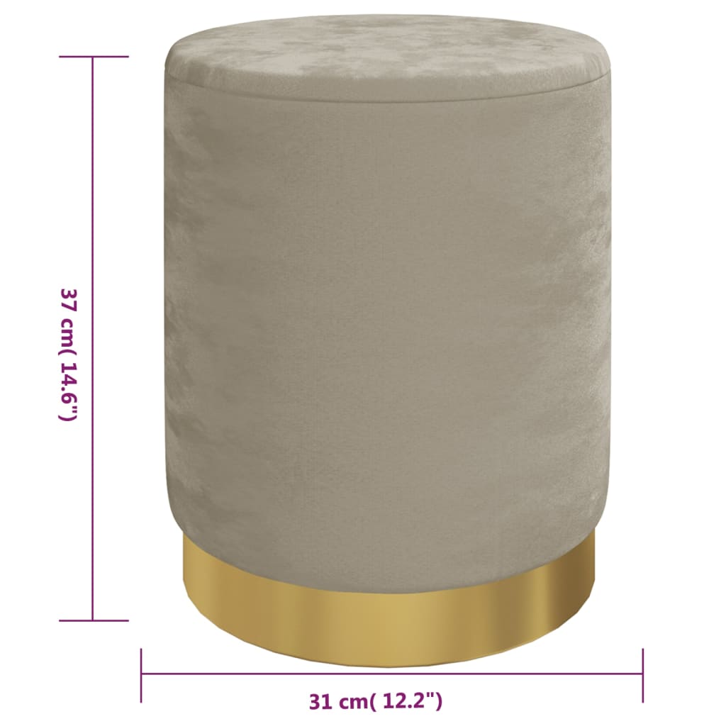 Sgabello Rotondo con Contenitore Grigio Scuro in Velluto 31 x 37 cm - homemem39