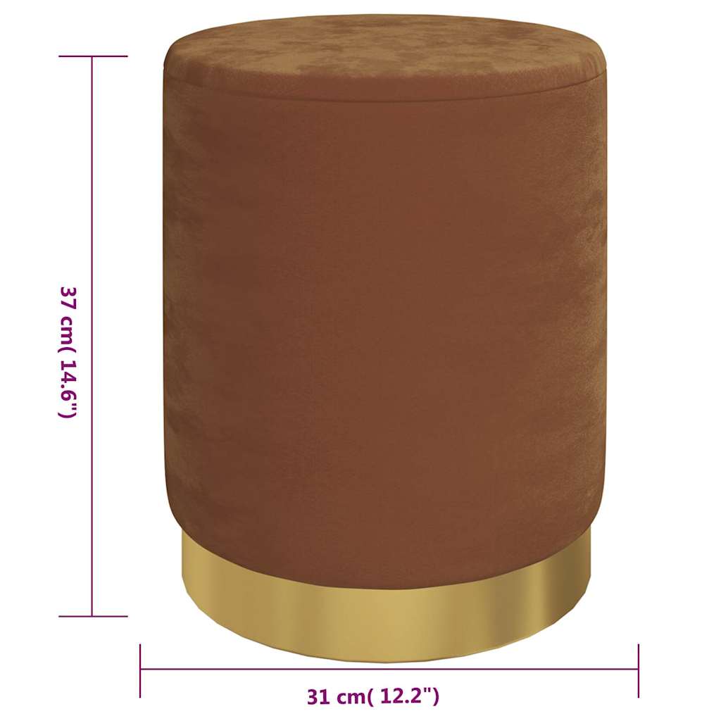 Sgabello Rotondo con Contenitore Marrone in Velluto 31 x 37 cm