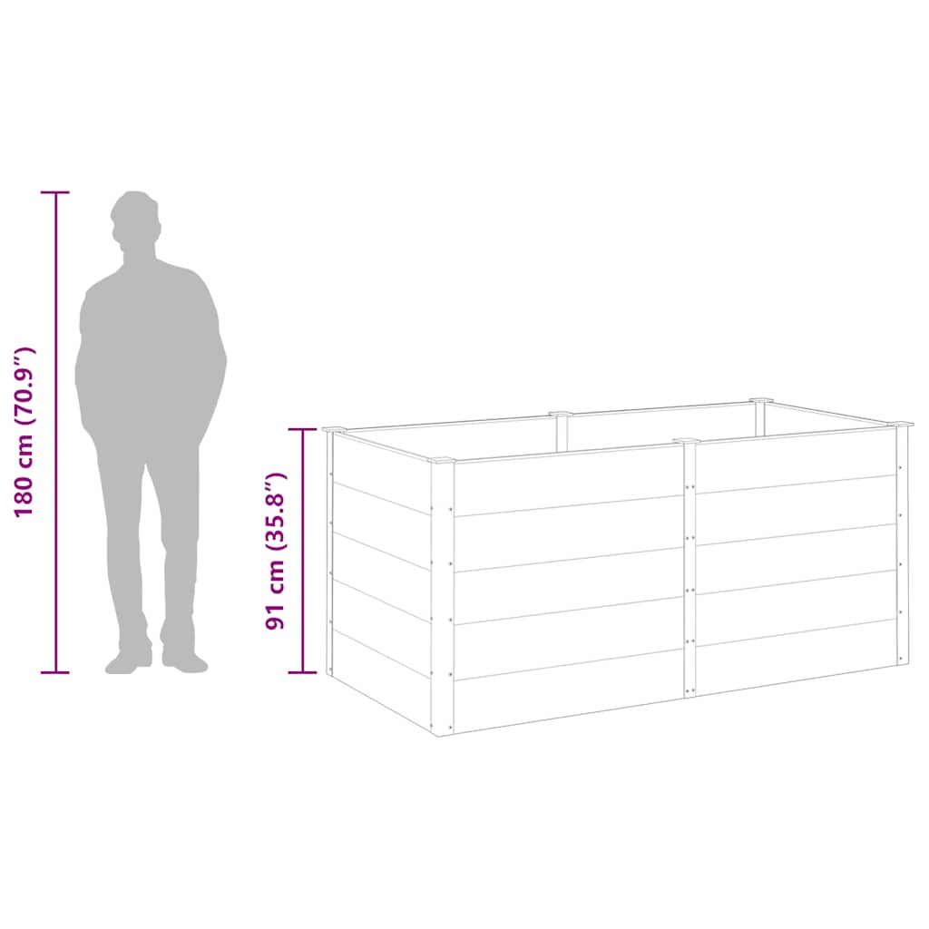 Fioriera Rialzata da Giardino 200x100x91 cm in WPC Grigio - homemem39