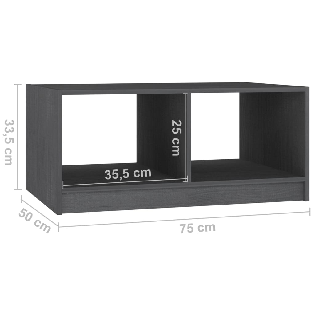 Tavolino da Salotto Grigio 75x50x33,5 cm Legno Massello di Pino | homemem39