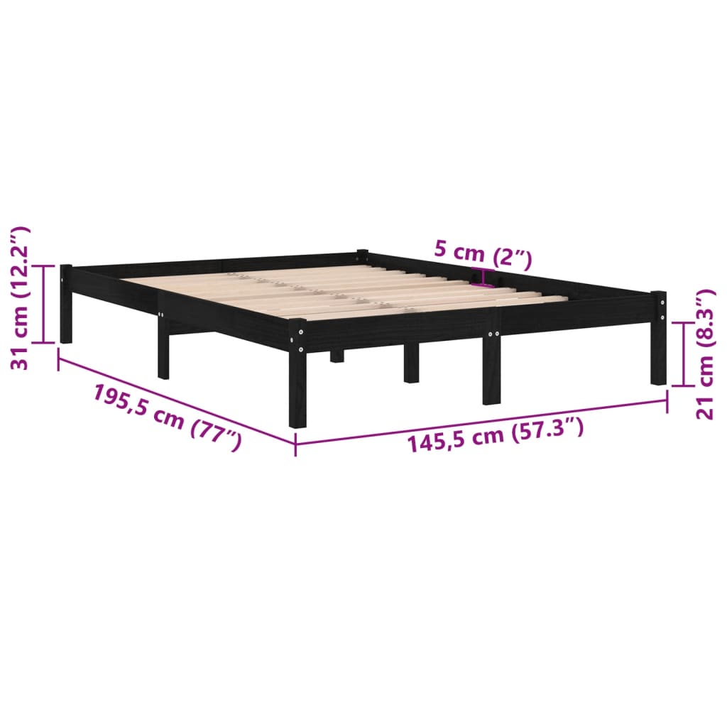 Giroletto Nero in Legno Massello di Pino 140x190 cm | homemem39