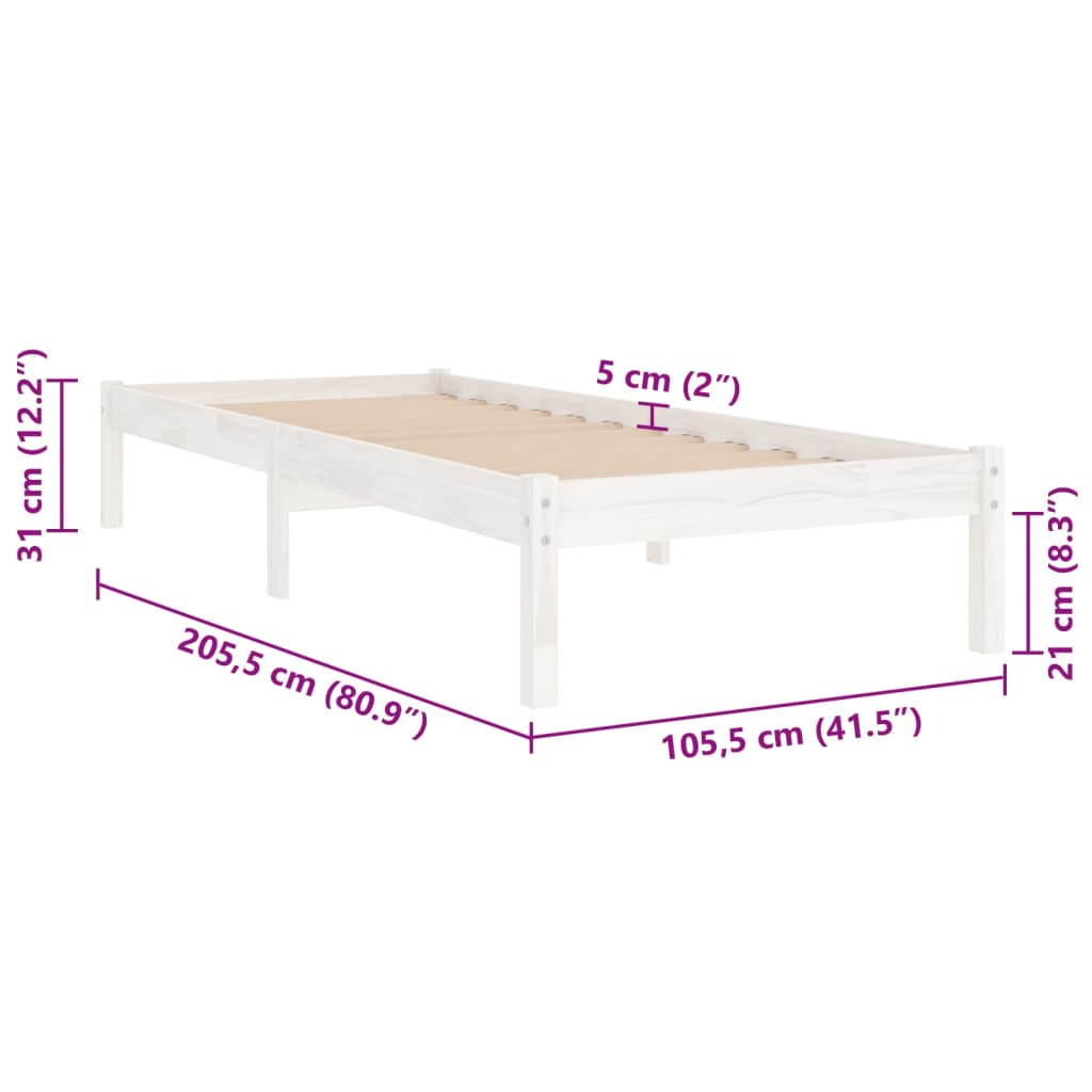 Giroletto Bianco in Legno Massello di Pino 100x200 cm | homemem39